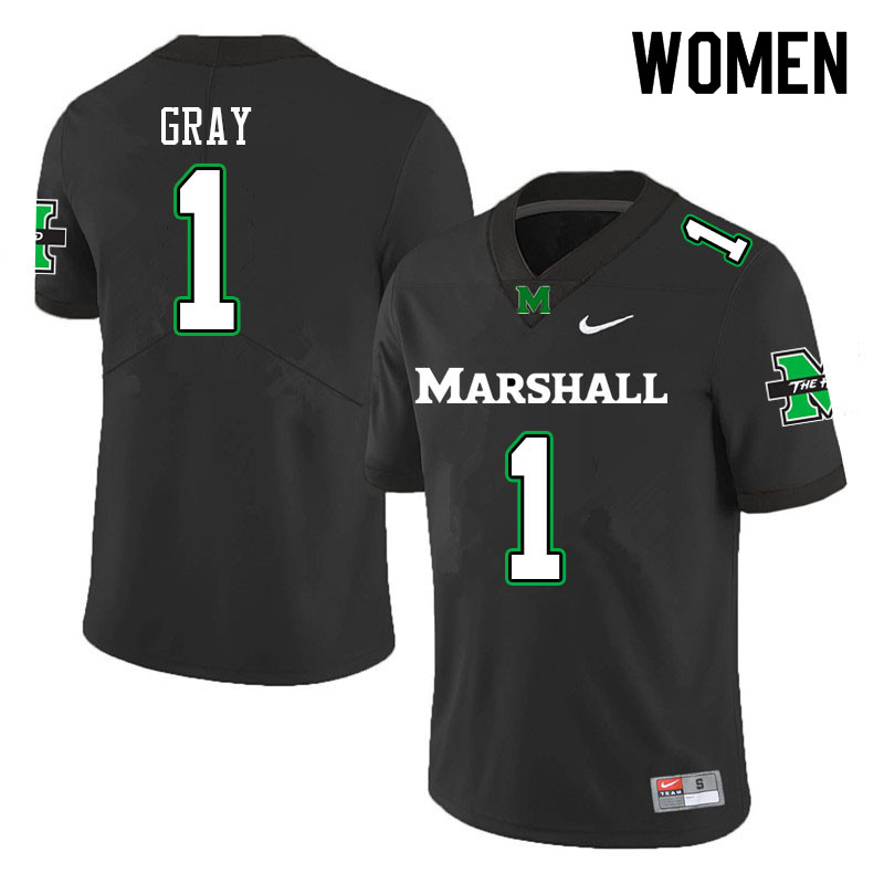 Women #1 Charlie Gray Marshall Thundering Herd College Football Jerseys Sale-Black